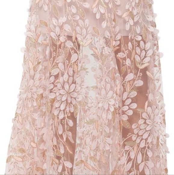 3D Floral V Neck Gown - Picture 3 of 7